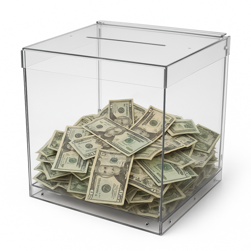 Ящик EKOSTAR без замка для сбора денег 150x150x150 мм. Объем 3,3 литра. Киев - изображение 1