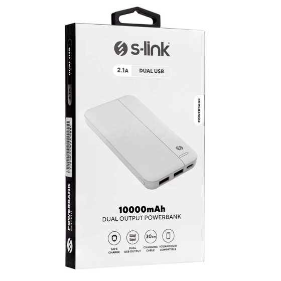Внешний аккумулятор Power Bank S-Link 10000mAh Зарядное устройство Белый Винница