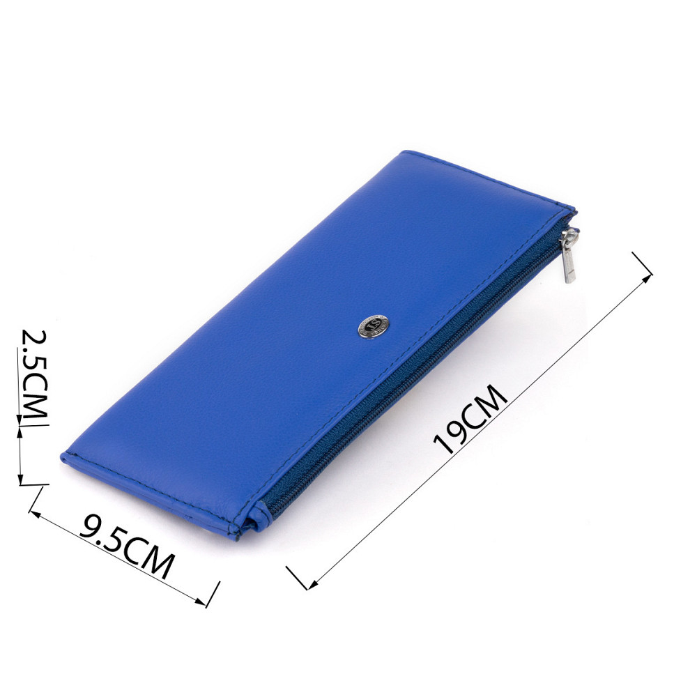 Горизонтальный тонкий кошелек из кожи унисекс Синий (ST Leather) Киев - изображение 7