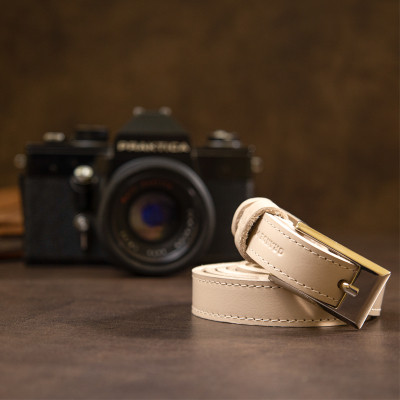 Ремень Grande Pelle Тонкий женский кожаный Бежевый (11447) Винница - изображение 7