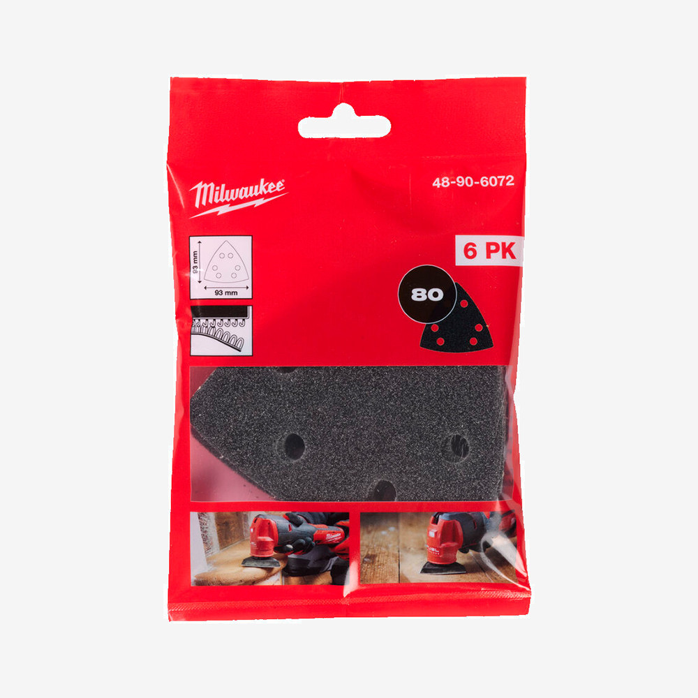 Папір шліфувальний MILWAUKEE 6 отв. H&L 93х93х93мм, зерно 80, (6шт) Одеса - фото 2