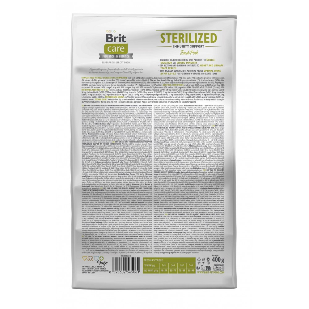 Сухой корм Brit Care Cat by Nutrition Sterilized Immunity Support для стерилизованных кошек, со свининой, 400 Винница - изображение 2