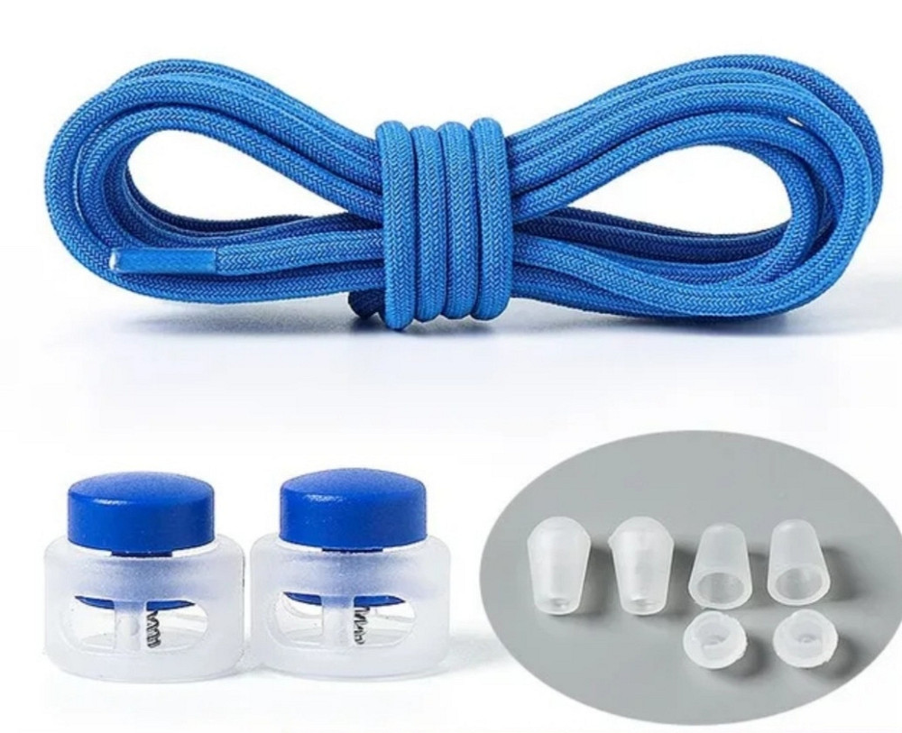 Шнурки еластичні без зав'язок з пластиковими зажимами Синій Сміла - фото 1