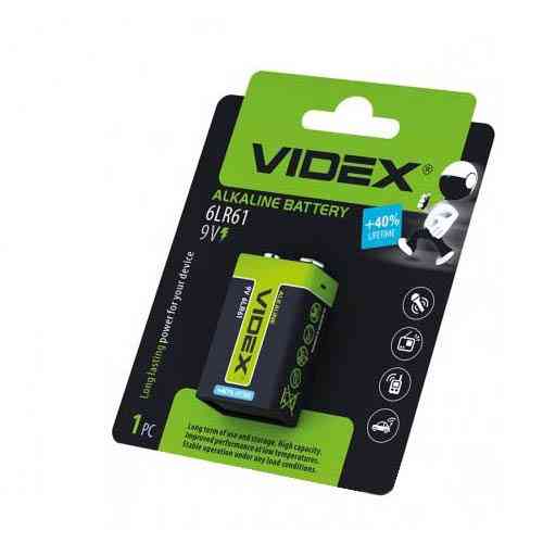 Батарейка крона VIDEX 6LR61 9В, батарея, алкалайн лужна Вінниця