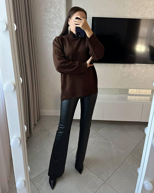 Женский оверсайз свитер машинная вязка Шоколад Одесса - изображение 4