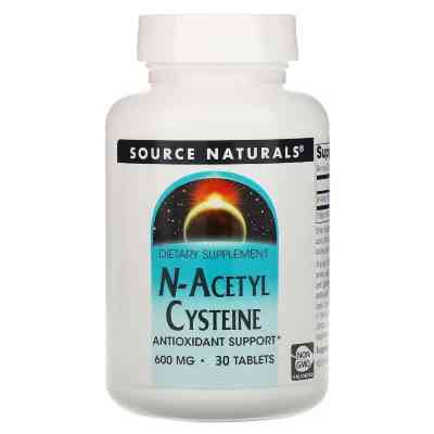 Аминокислота Source Naturals NAC (N-Ацетил-L-Цистеин), 600 мг, N-Acetyl Cysteine, 30 таблеток (SN0849) Винница