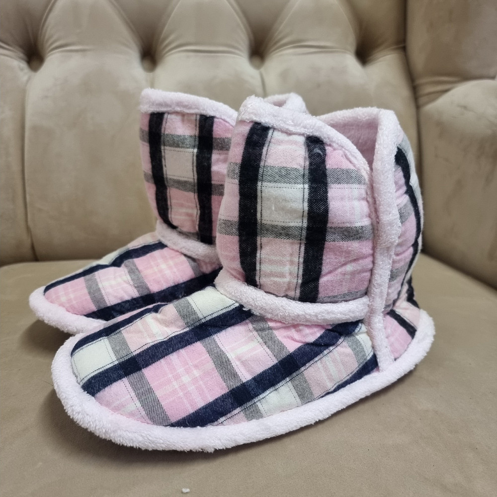 Женские Сапожки для дома в клеточку - Розовый Nicoletta 304-2 Киев - изображение 2