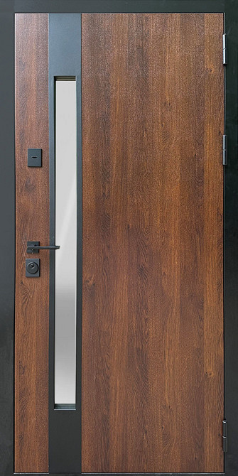 Двери уличные,серия Т-16,модель 714.1/148 Металл с ламинацией/МДФ. Дуб бронза/Супер мат. белый ПВХ, замки KALE Киев - изображение 1