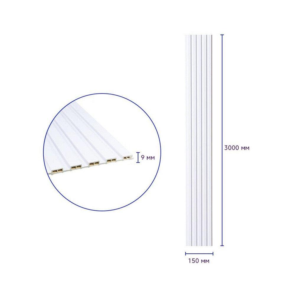 Рейка декоративная WPC стеновая 3000х150х9мм Белый SW-00001866 Днепр - изображение 3