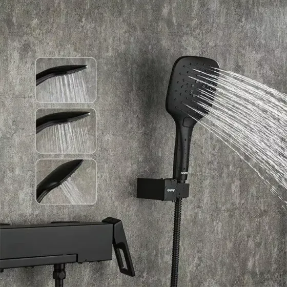 Змішувач для ванни з душовим гарнітуром GAPPO Futura G3217-6 чорний Київ