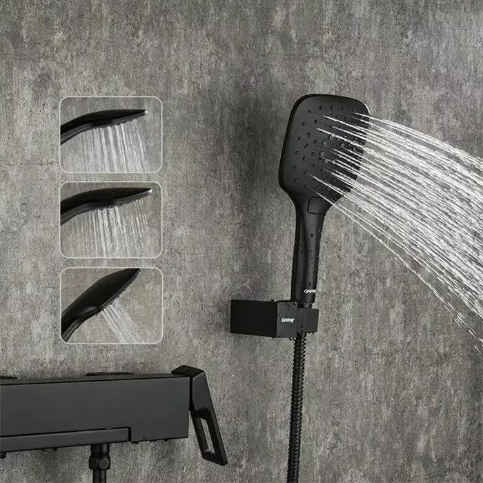 Змішувач для ванни з душовим гарнітуром GAPPO Futura G3217-6 чорний Київ - фото 3