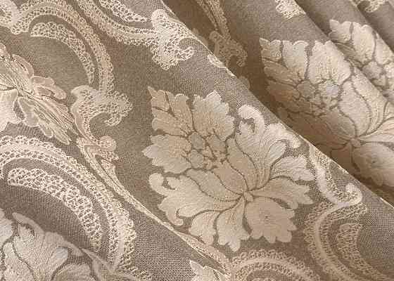 Комплект готовых штор VR-Textil Лен Корона Мария № 1269ш Капучино с бежевым 100х270 см 2 шт (31-502) Киев