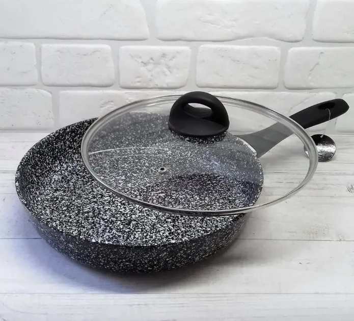 Сковорода с крышкой Гранитное покрытие 22 см, для всех видов плит, турбо-индукционное дно EB-3437 Одесса - изображение 1