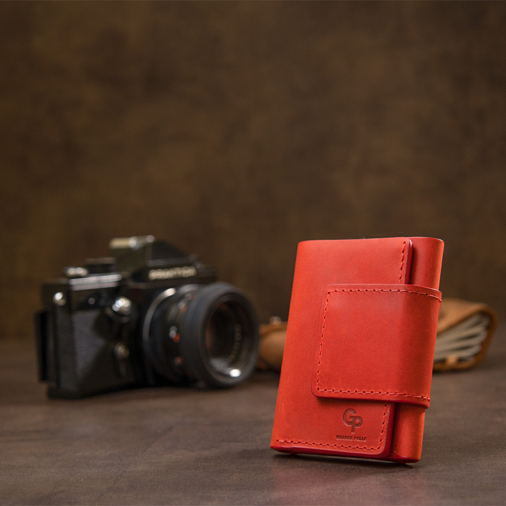 Матове вінтажне портмоне GRANDE PELLE 11459 Червоний Київ - фото 3