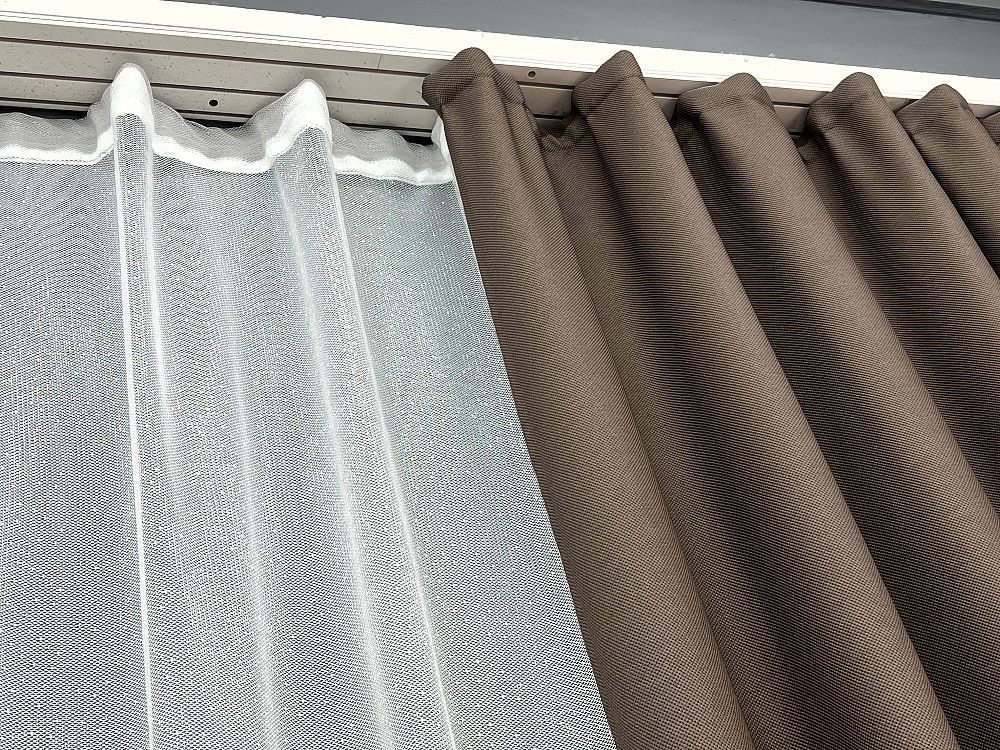 Комплект штор VR-Textil рогожка преміум TERRA LUXE 150х270 2шт і Тюль 400х270 1860ш-1668т Какао з білим 71-115/3 Київ - фото 8