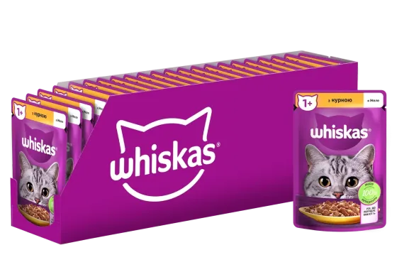 Вологий корм Whiskas (Віскас) з куркою в желе для дорослих котів 85 г (блок 28 шт) Вінниця