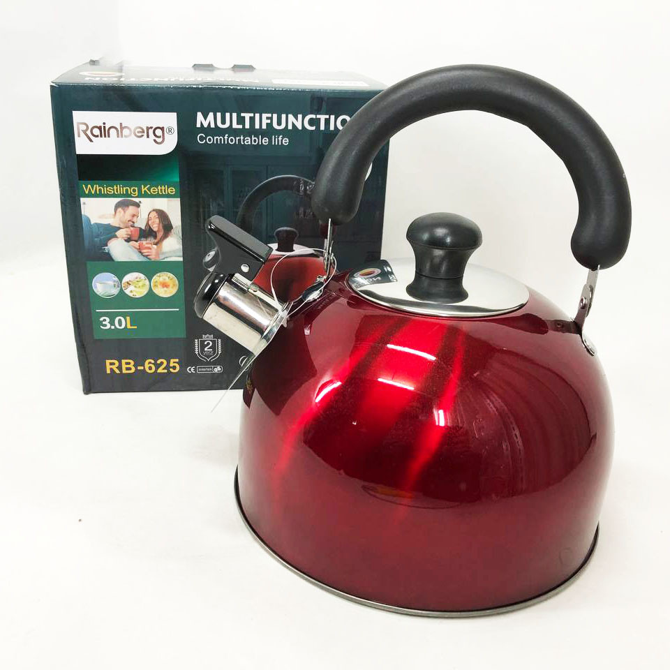 Чайник зі свистком для кип'ятіння Rainberg, Чайник з потовщеним дном і прогумованою ручкою NQ-62 Івано-Франківськ - фото 2