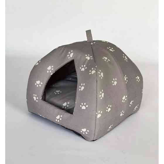 М'який будиночок для домашніх тварин собак та котів 1352 S (35*35*40см), Сірий з лапками Київ