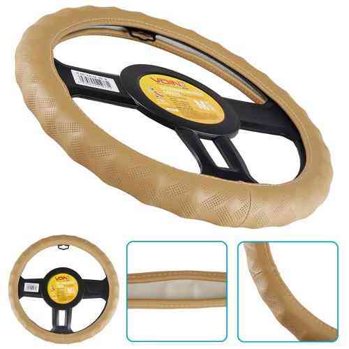 Шкіряний чохол на кермо VLOD-24LC6 BG M бежевий, один шов Харків