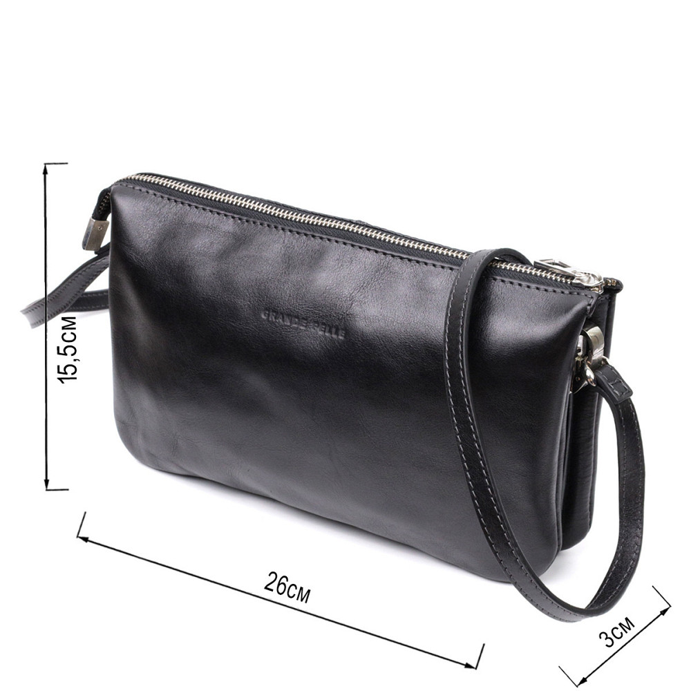 Розкішний жіночий клатч із натуральної шкіри GRANDE PELLE 11657 Чорний Київ - фото 10