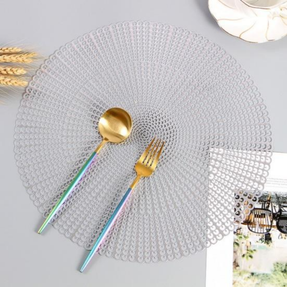 Сервірувальна серветка під гаряче кругла, килимок сервірувальний сріблястий, набір 2 шт Кам'янець-Подільський