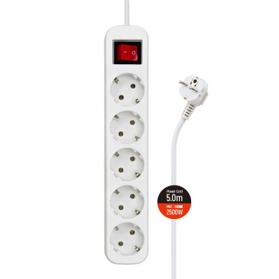 Мережевий фільтр живлення ColorWay CW-PSEA55W, 5 розеток/ 5M white (CW-PSEA55W) Вінниця - фото 1
