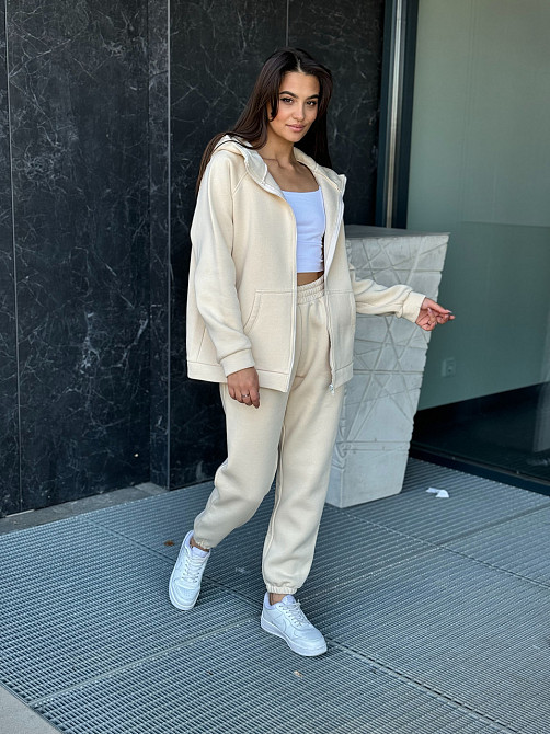 Флисовый женский спортивный костюм Молочный 46/48 Харьков - изображение 2