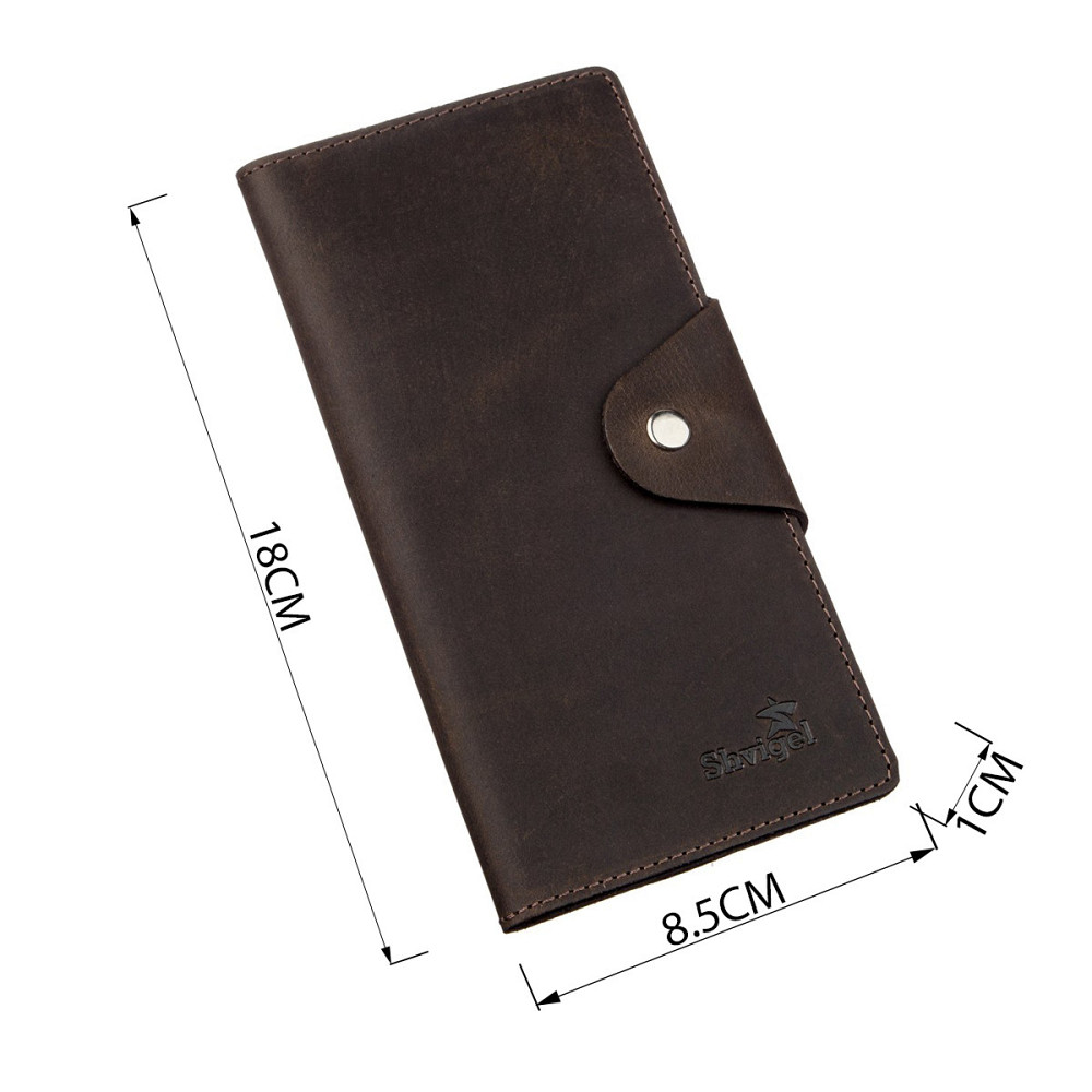 Гаманець вертикальний з вінтажної шкіри на кнопках Коричневий (SHVIGEL) Київ - фото 7