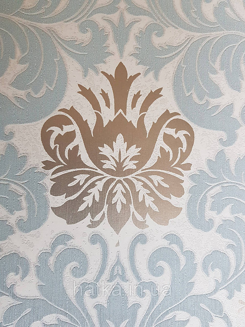 Шпалери метрові вінілові на флізелін Marburg Villa Romana класичні вензелі завитки золотисті блакитні Київ - фото 5