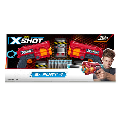 Іграшкова зброя Zuru X-Shot Red Швидкострільний бластер EXCEL FURY 4 2 PK (3 банки, 16 патронів) (36329R) Вінниця - фото 1