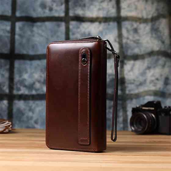 Чоловічий клатч із натуральної шкіри Vintage 23064 Коричневий Київ