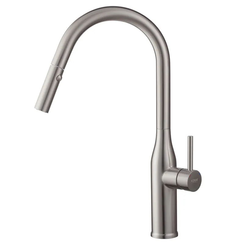 Кухонний змішувач з висувним виливом KOER KI-70004-02 (нерж. сталь) (KR3385) Київ - фото 1