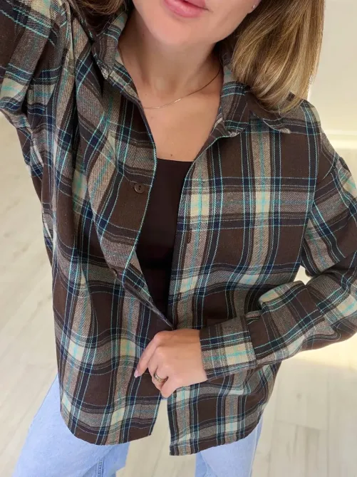 Женская фланелевая рубашка в клетке с свободной посадкой 42-60 Одесса - изображение 10