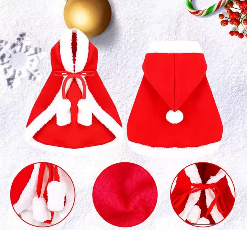 Новорічна накидка для котів та собак Дід Мороз S червоний Київ - фото 7