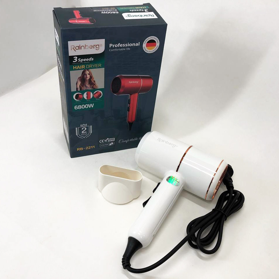 Женский мощный фен для укладки волос Rainberg, Фен с регулятором мощности и температуры QL-77 Львов - изображение 4