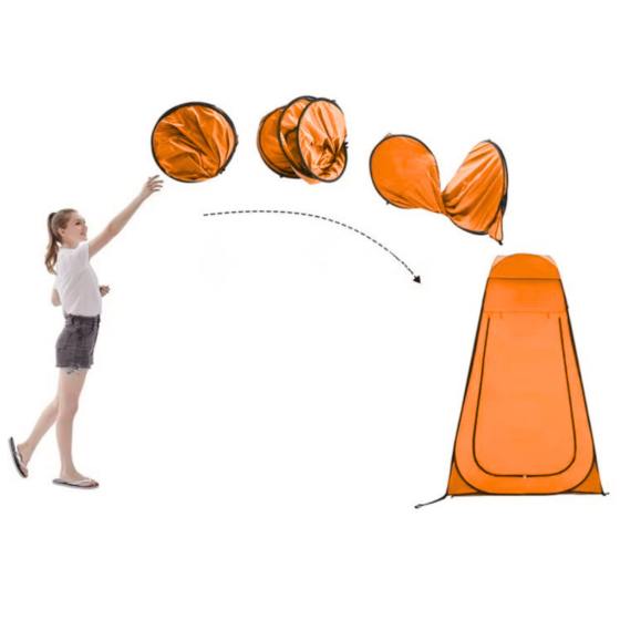 Душ туристичний портативний 3в1 з наметом: акумуляторний кемпінговий мобільний душ + відро для кемпінгу і походів, помаранчевий Кам'янець-Подільський