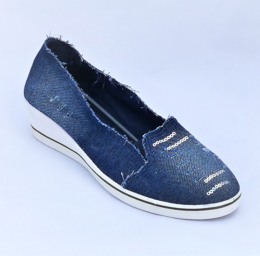 . Жіночі Мокасини Балетки на Танкетці Джинсові Сині (розміри: 36,37,38,39,40) Дніпро - фото 5