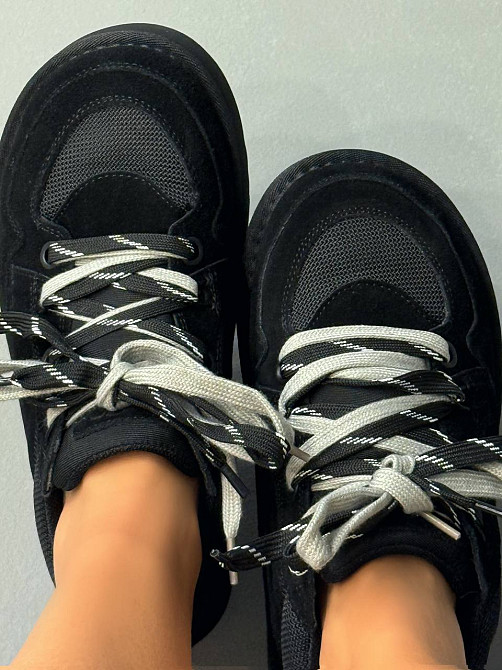 Кросівки жіночі Hengji 1517-1 замшеві з подвійною шнурівкою уггі чорні, 41, 26 см Київ - фото 17