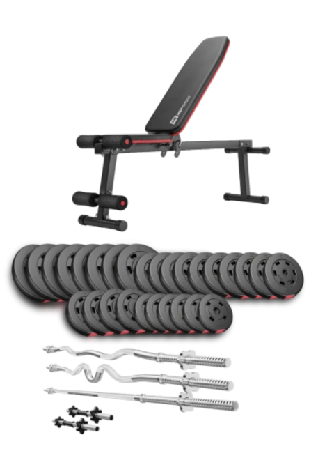 Набір Hop-Sport Premium 173кг з лавою HS-1010 Pro, штангами та гантелями Київ - фото 1