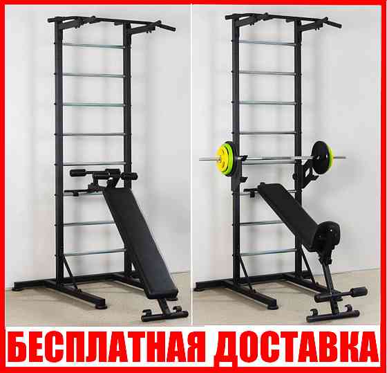 Шведская стенка передвижная Universal Black Pro универсальная без креплений скамья для пресса турник Каменское