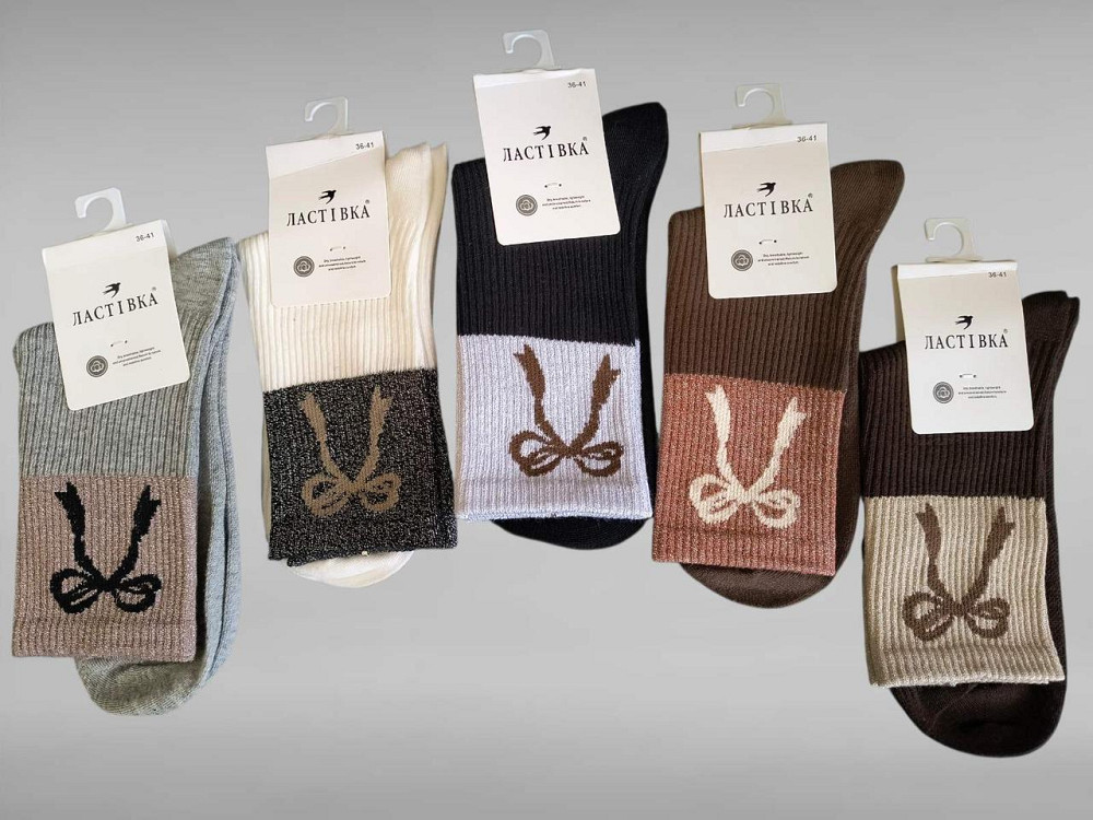 Красиві жіночі шкарпетки з бантиком. Набір із 5 шт. Ластівка. Розмір 36-41 Київ - фото 3