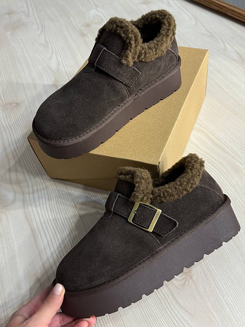 Ботинки женские Hengji 003-7 угги натуральная замша с пряжкой коричневые, 36, 23 см Киев - изображение 2