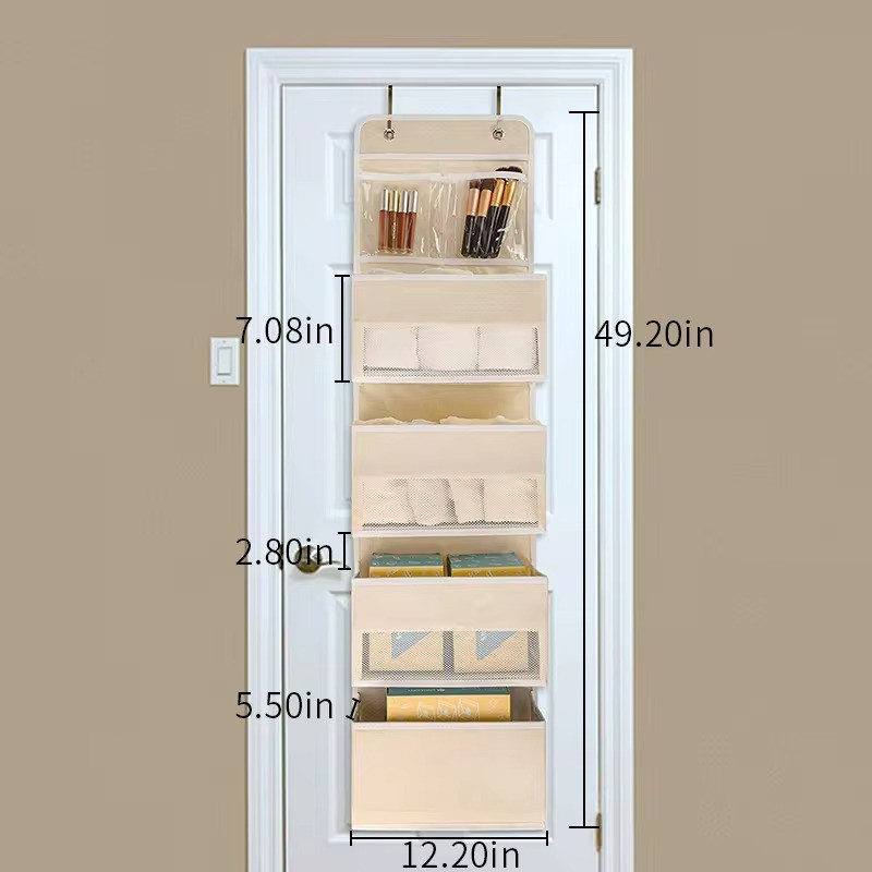Органайзер дверний, підвісний для зберігання речей, 5 відділень, складаний, бежевий Кам'янець-Подільський - фото 2