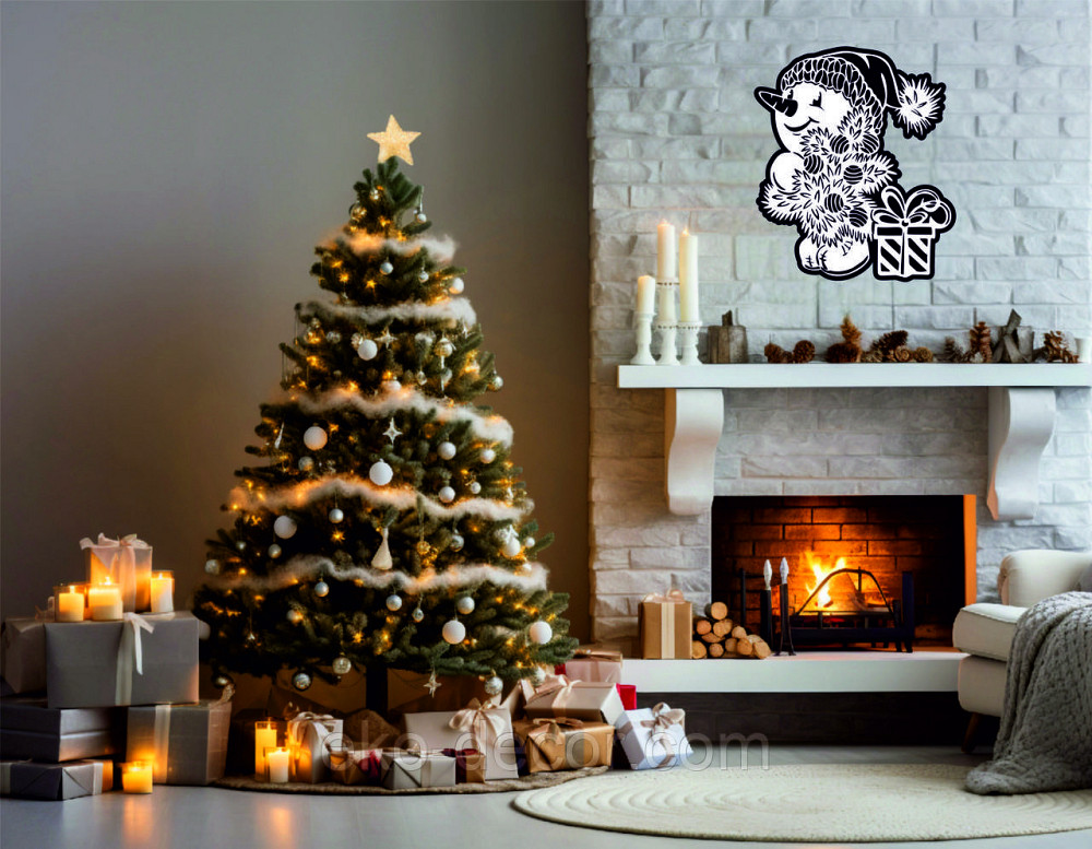 Декоративне настінне Панно «Сніговик», Декор на стіну 110*94 см Київ - фото 2