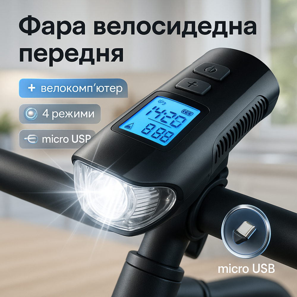 Велофонарь с водозащитой и зарядкой XA-585-T6+2LED, Мощные велосипедные фары, Фара на руль велосипеда LM-13 Львов - изображение 7