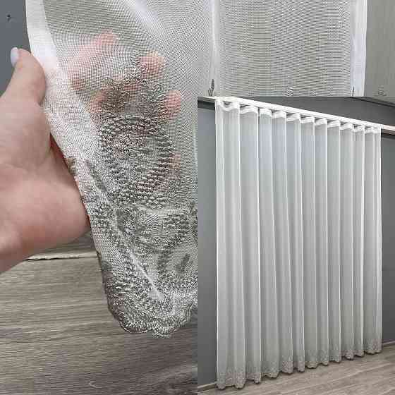 Тюль VR-Textil 1461т Бамбук с вышивкой Молочный с серым 400х270 см (42-0680) Киев