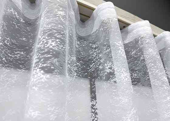 Короткая тюль, жаккард цвет белый 1602т Киев