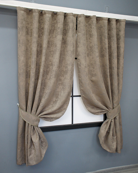 Комплект коротких штор VR-Textil Жакард Sultan XO № 1680ш Темно-бежевий 130х170 см 2 шт (35-0329) Київ - фото 2