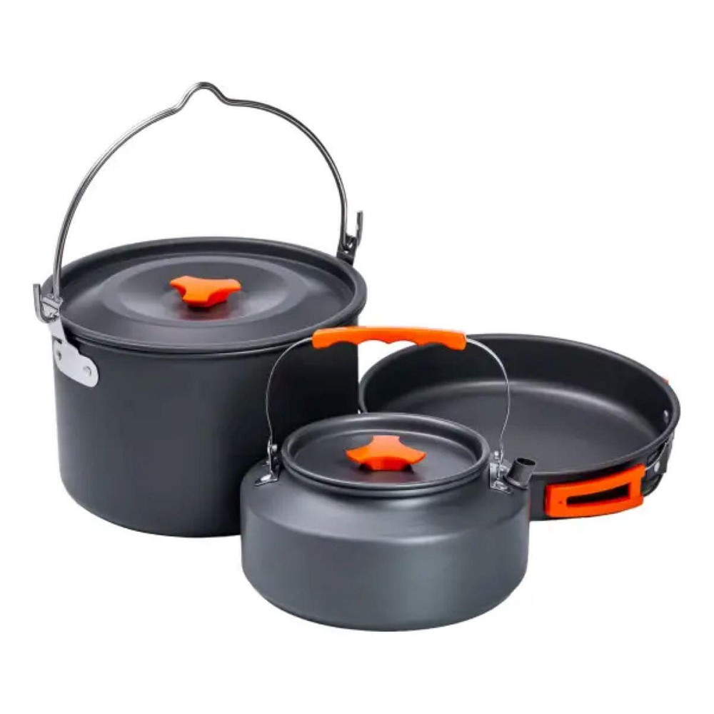 Набор туристической посуды в сумке для похода и кемпинга: кастрюля, сковорода, чайник HP39578C Киев - изображение 1