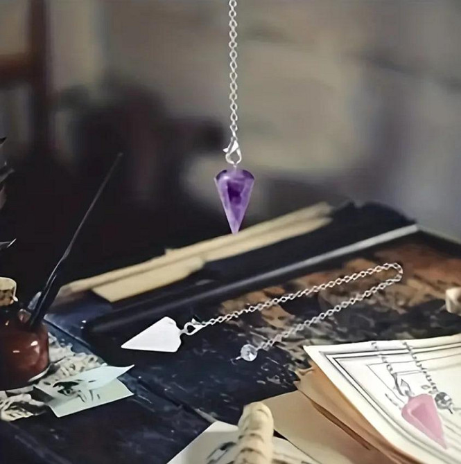 Набор Маятников биолокационных (аметист, обсидиан, тигровый глаз) – 2.5 см. на цепочке Киев - изображение 2